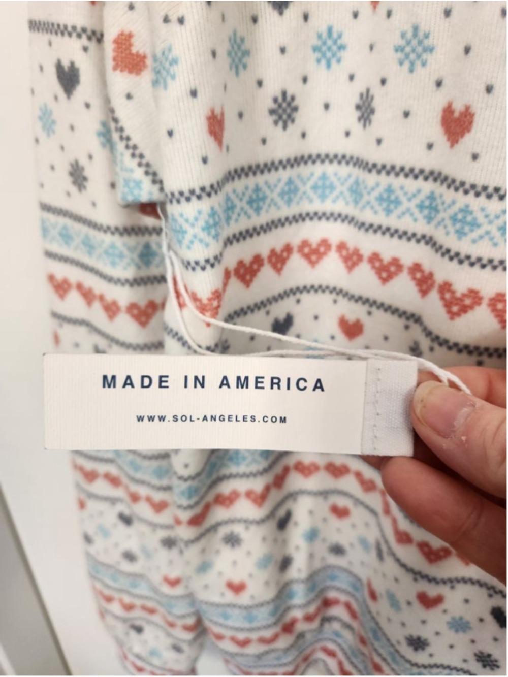 SOL ANGELES White Red Blue Heart Print Crew Neck Sweater - Picture 5 of 9
